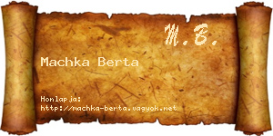 Machka Berta névjegykártya